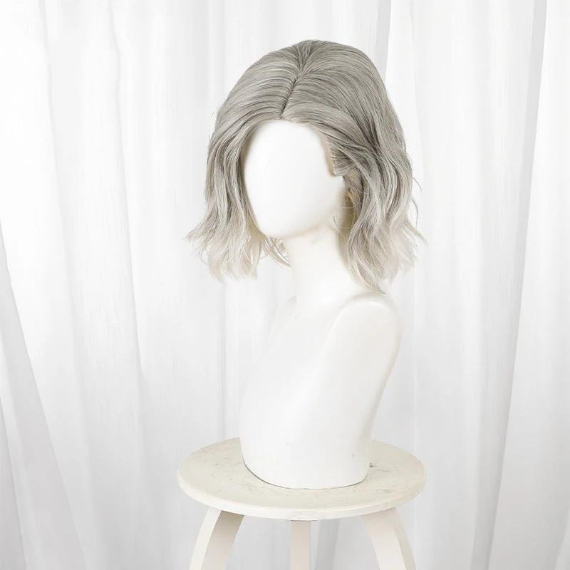 Game Grace Ashcroft Cosplay Wig Women Platinum Gradient Short Curly Hair Heat Resistant Synthetic Wigs image 2