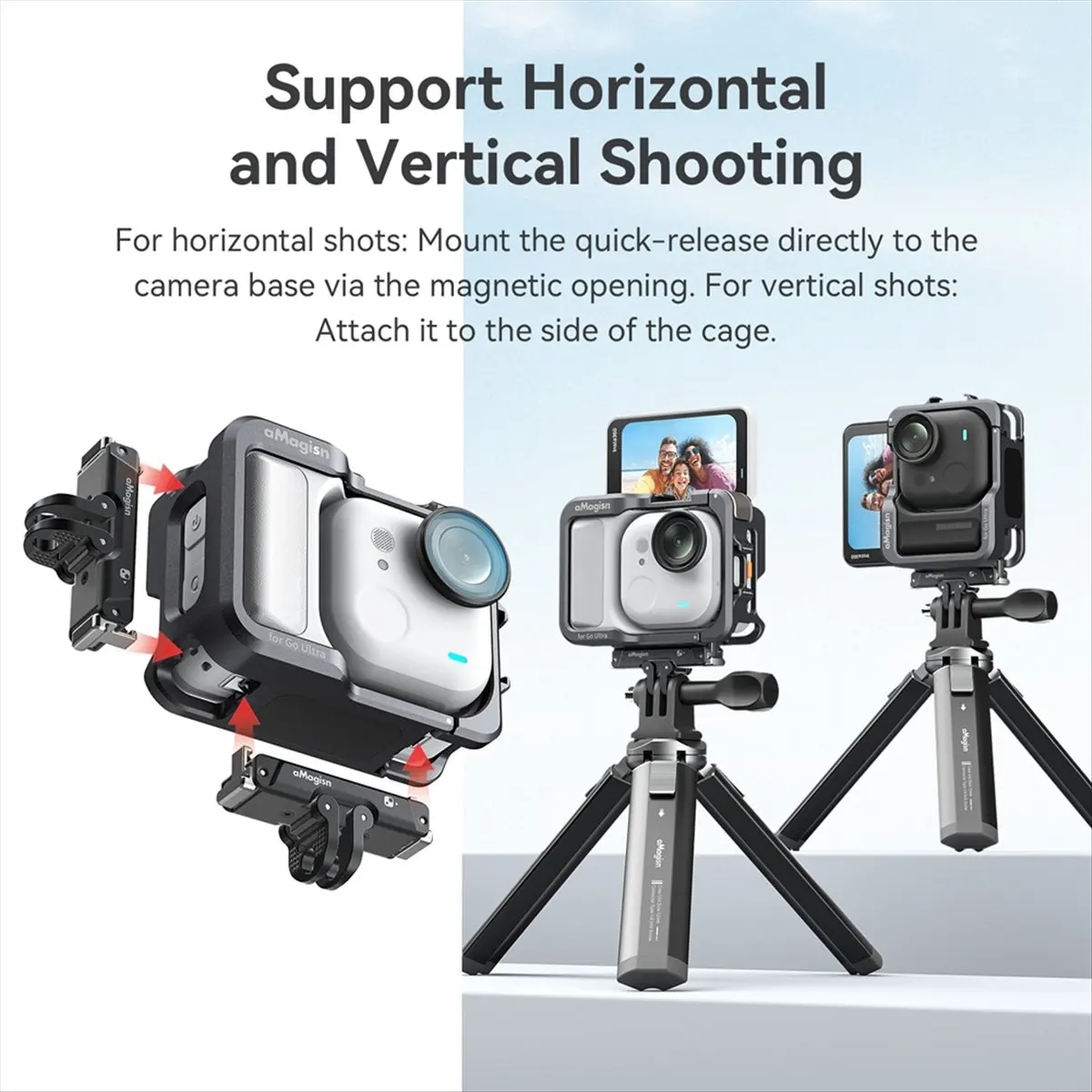 for GO Ultra Metal Cage Expansion Frame Protective Case Cold Shoe Mount for GO Ultra