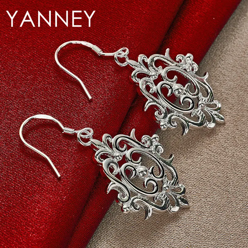 

Luxury 925 Sterling Silver 45MM Beautiful French Earrings For Women Fashion Charm Engagement Jewelry Accessories Party