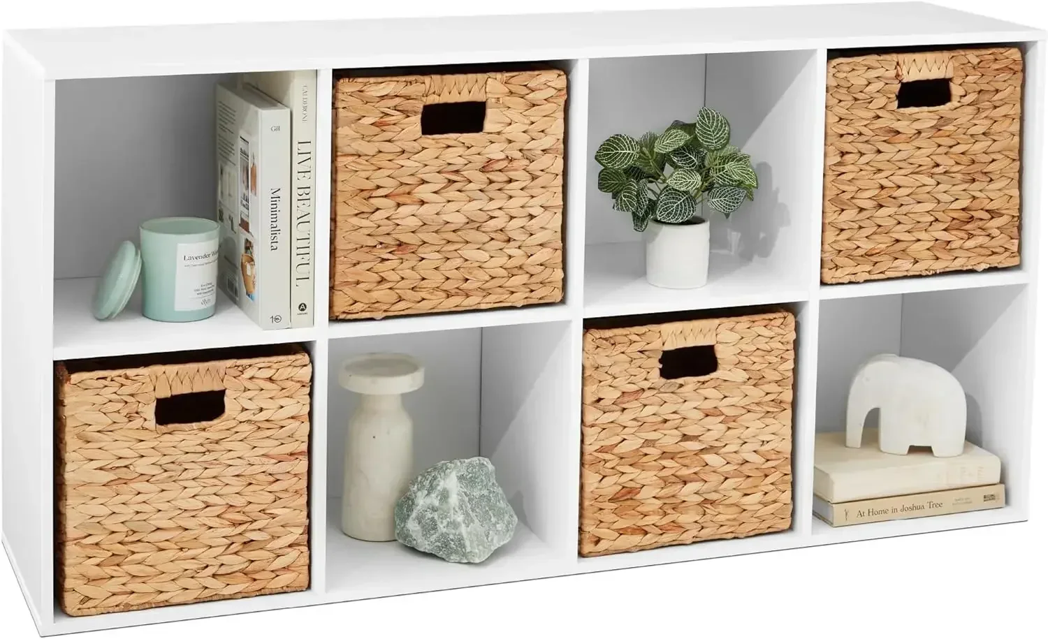 8-Cube Storage Organizer, 11in Shelf Opening, Bookcase, Display Shelf, Customizable w/ 3 Removable Back Pan