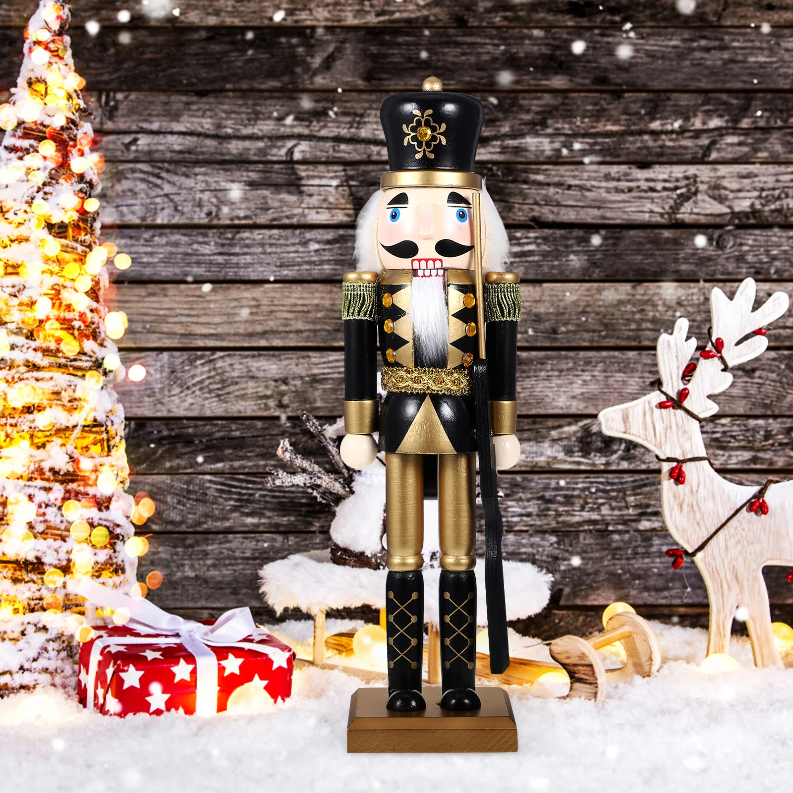 

1pc Wooden Nutcracker Craft Christmas Decoration Figure Soldier Desktop Ornament Xmas Decor For Holiday Home Display Wooden