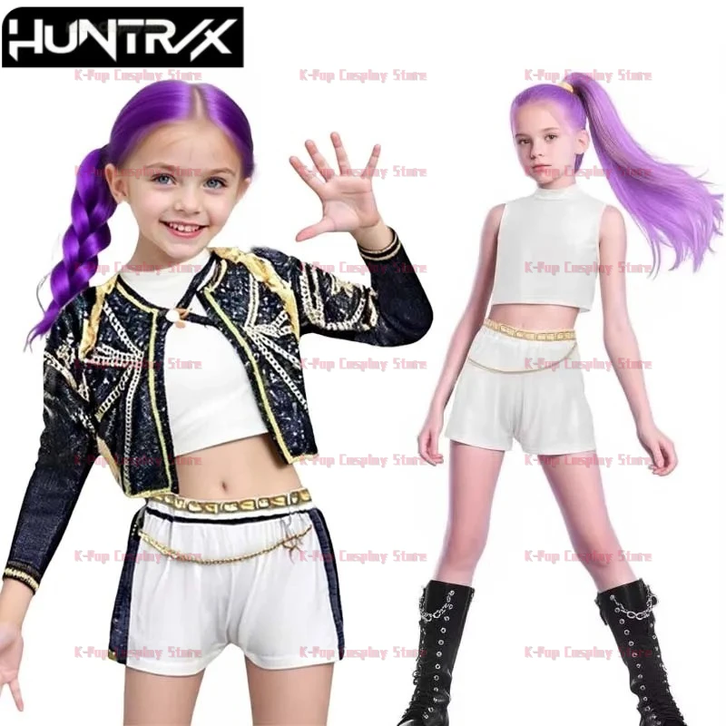 

New Girls Rumi Singers Matching Outfits for Kids 3-12Y Demon Hunters Zoey Mira Cosplay Costume Halloween Dance Singing Uniform