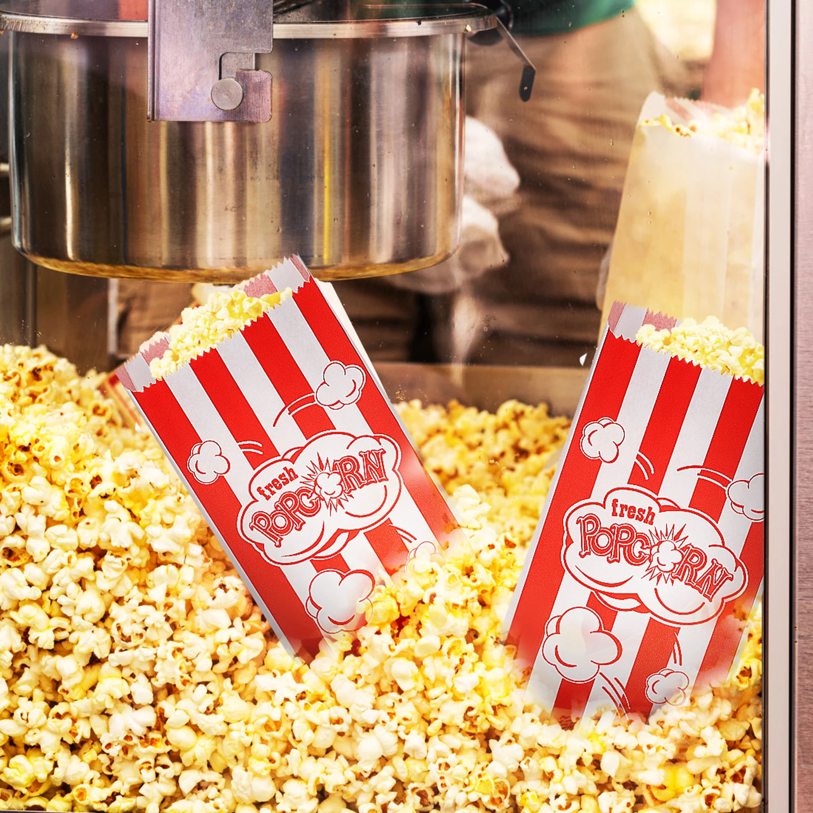 

100 Pcs Popcorn Bags 9cmx22cm Paper Packing Oil Proof Treat Bags for Snacks Movies Parties Carnivals Cinemas Storage Supplies