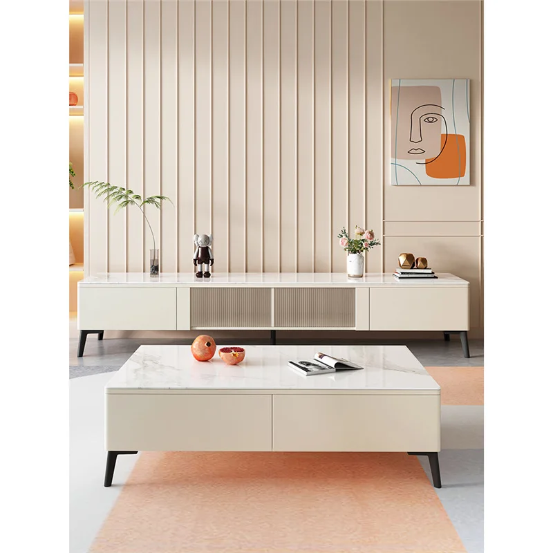 Slate, TV cabinet, coffee table, combination, simple, modern, living room, floor cabinet