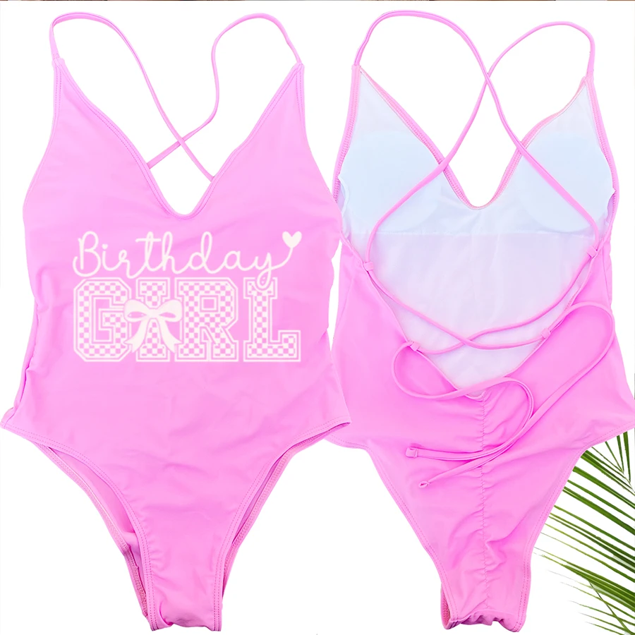 Sexy Padded One Piece Swimsuit Women Birthday Girl Swimw Bikini 2026 Summer Bathing Suit Beachwear Birthday Lady