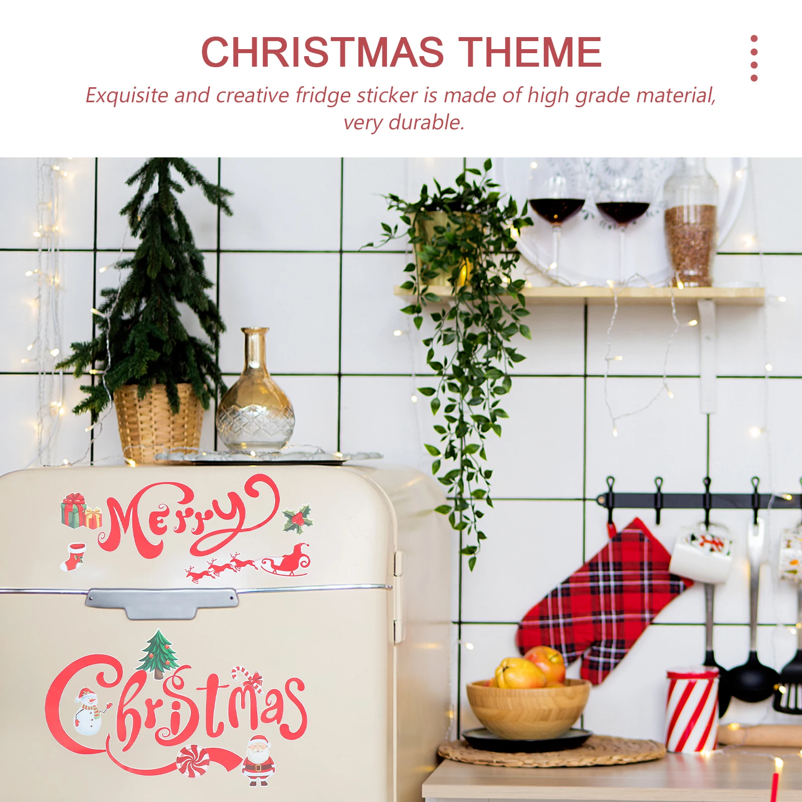 

Christmas Stickers Magnetic Fridge Xmas Decals Party Accessories Cartoon Refrigerator Magnets