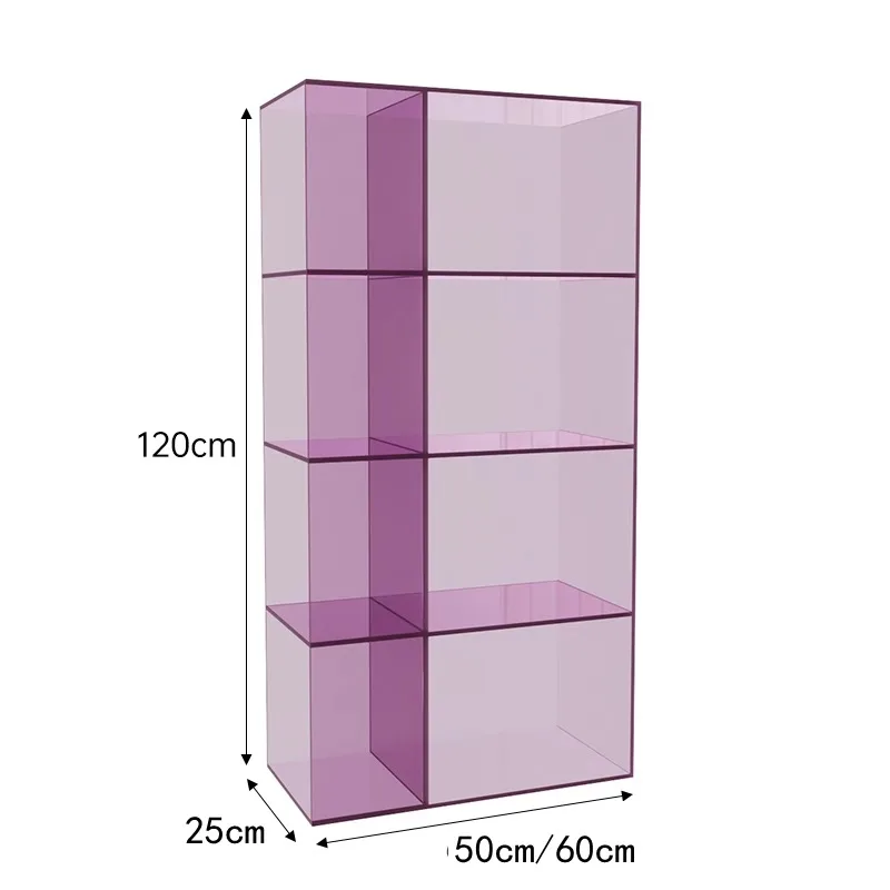 Modern light luxury bay window acrylic shelf, living room floor storage, bedroom study, multi-layer display storage bookshelf