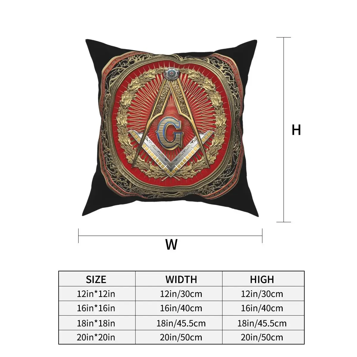 Masonic Symbols Square Pillow Case Cushions for Sofa 3rd Degree Mason Silver Jewel Master Custom Pillowcover Home Decor