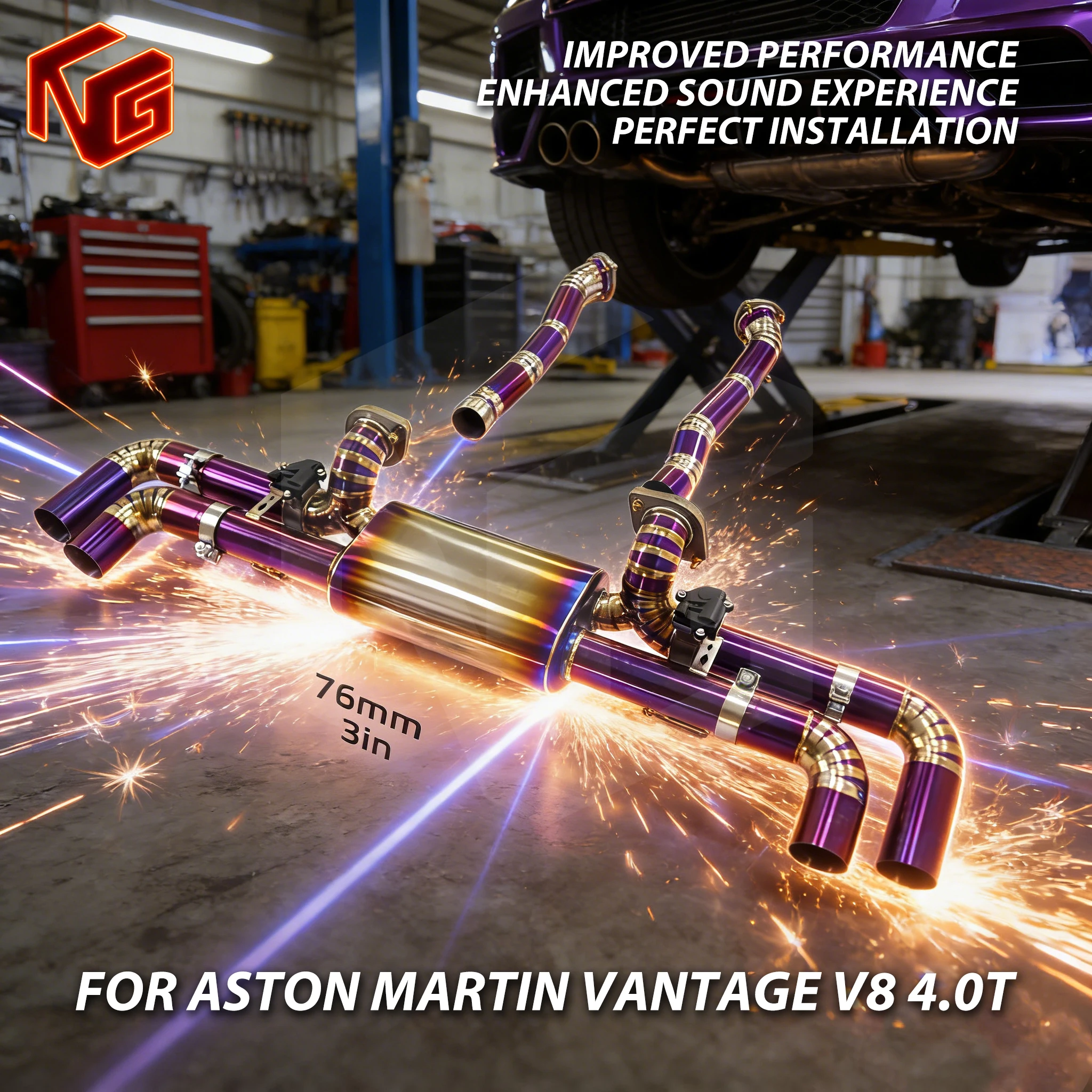 

ING electronic Valve Titanium Muffler Catback for Aston Martin Vantage V8 4.0T With front tube Auto Muffler Exhaust System