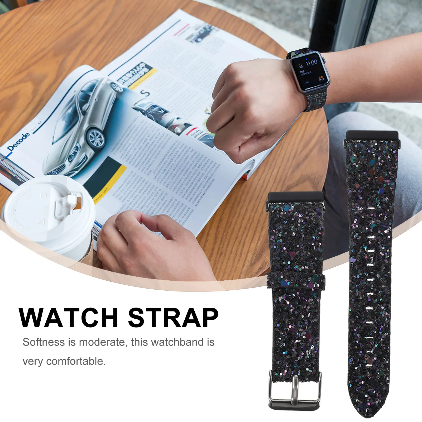 

Glitter Watch Strap Wrist Band Wristband for Watchband Bracelet PU Straps