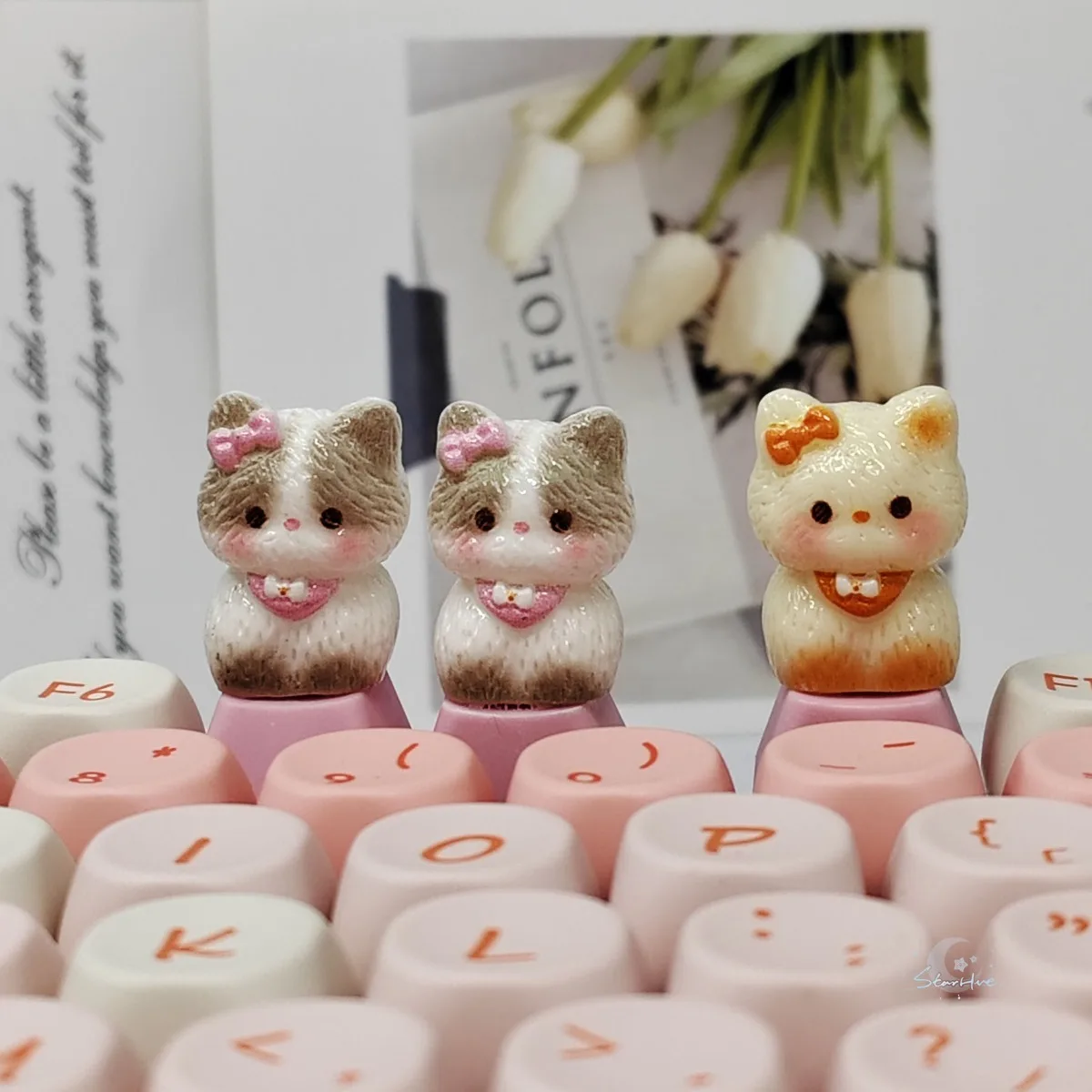 Siamese Cat Cute Keycaps Replacement Personalized Mechanical Keyboard Keycap Cross Axis Cherry Profile Gamer Girl Birthday Gift