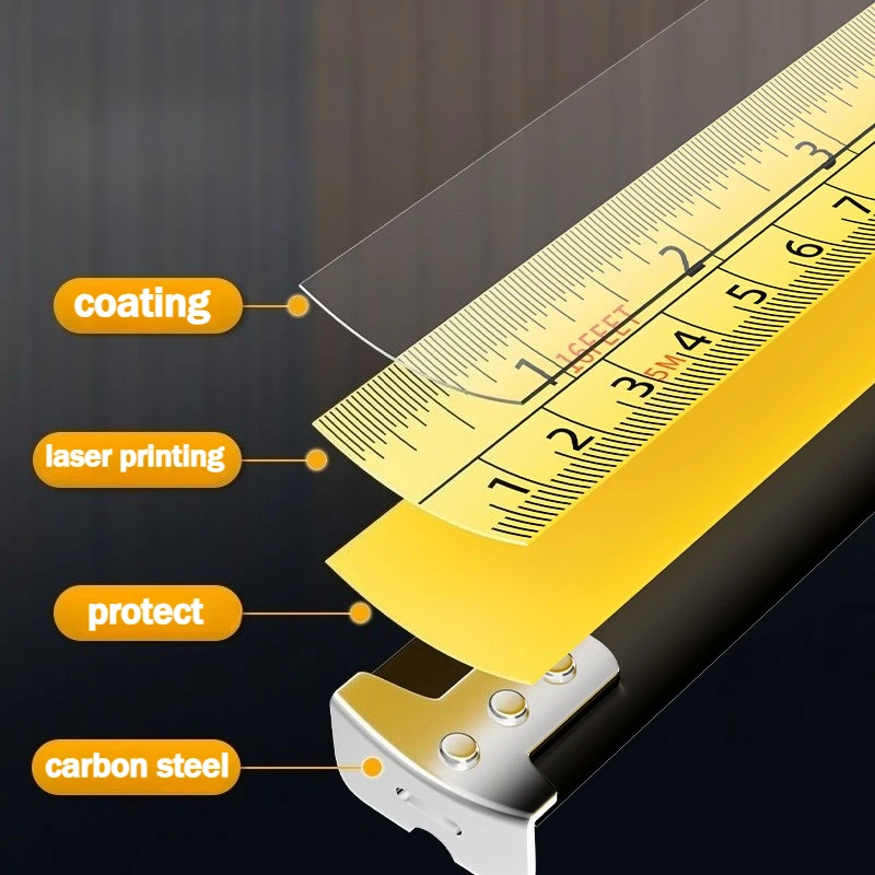 3/5/7.5/10 متر شريط قياس عالي الجودة من الفولاذ المقاوم للصدأ في نظام متري وإمبراطوري مناسب للأعمال الخشبية والاستخدام المنزلي #4
