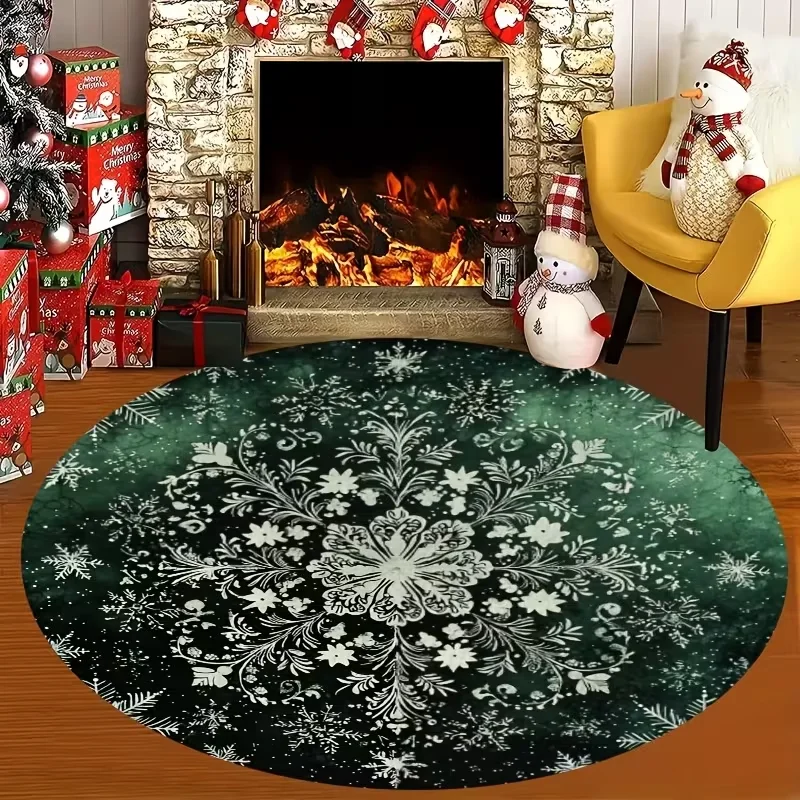 Round Blue White Floral Area Rug Vintage Porcelain Crack Pattern Decor Carpet For Living Room Entrance Bedroom Home Decor