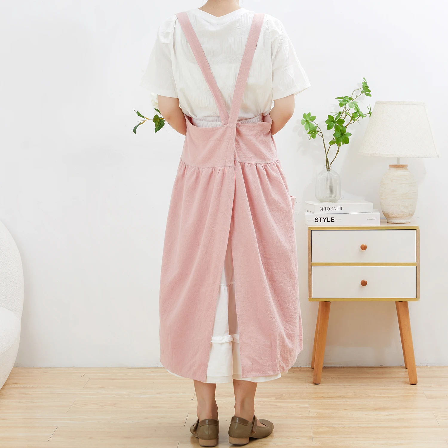 Japanese Flower Shop Apron Cross Back Work Apron for Women with Pockets Pinafore  Dress X Cross Halter Apron for Chef Gardening - AliExpress 15