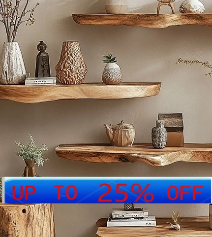 

LMM wall-mounted shelf wall-mounted home art modeling multi-layer bedside solid wood storage rack