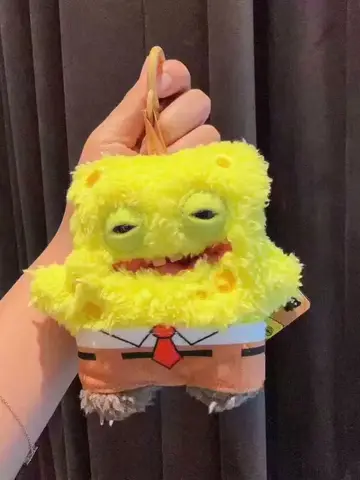 Original Fuggler SpongeBob Patrick Keychain Bag Charm for Backpack Decoration Soft Plush Doll Teeth Monster Ugly Cute Funny Toy
