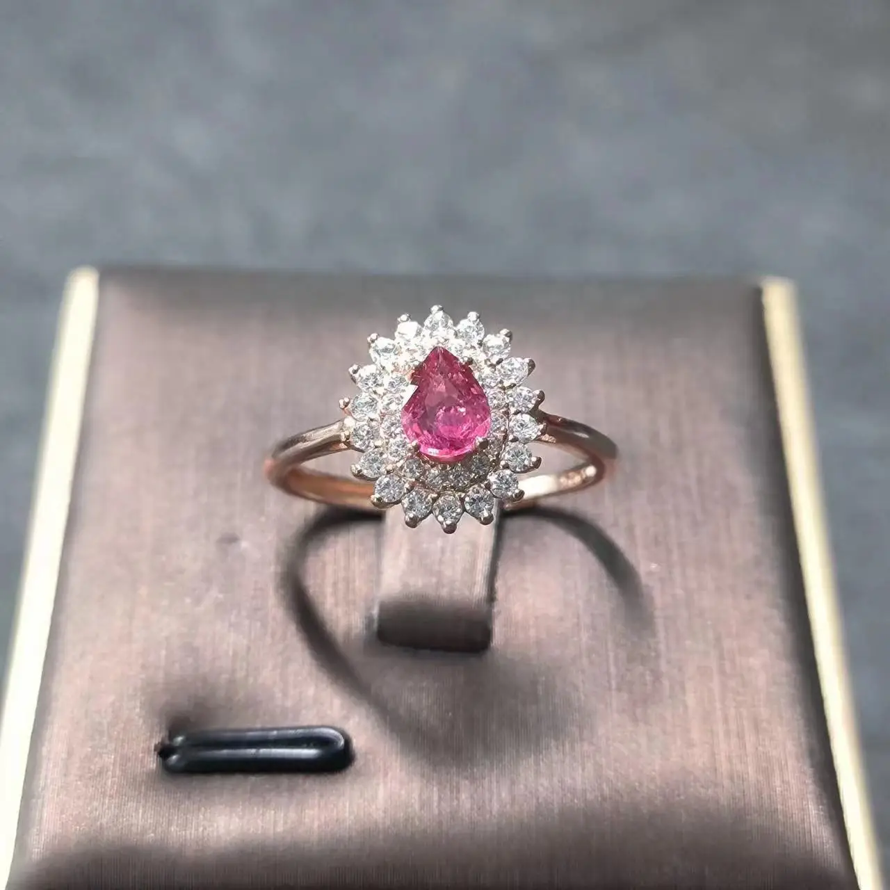 

1pcs/lot natural rubellite ring S925 Sterling Silver Rose Gold Plated Classic Fashion Multi-Layered Diamonds Sophisticated taki