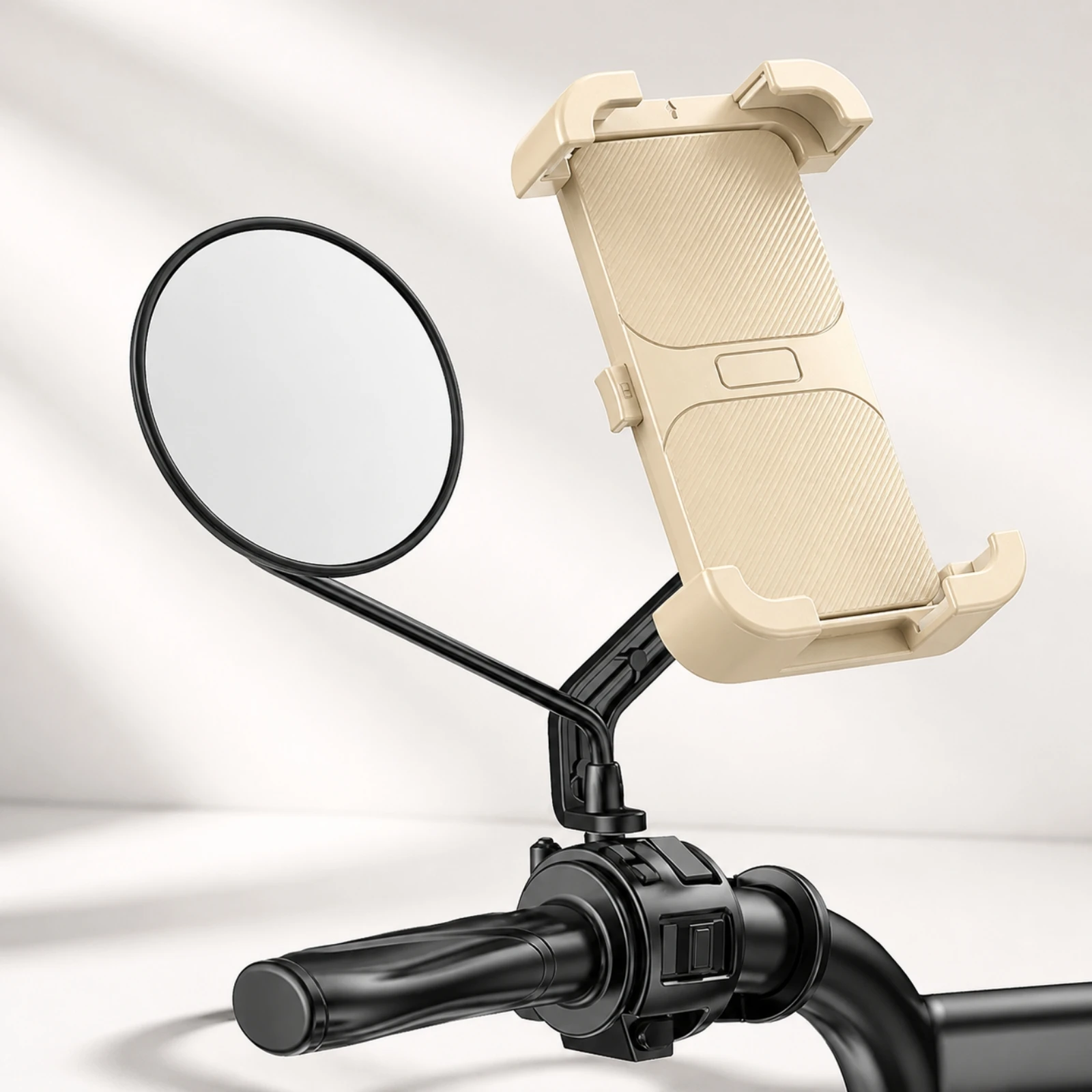 Rearview Mirror Phone Mount Non-Slip Rearview Mirror Phone Holder Sturdy Quick Release for Delivery Riders, Everyday Navigation