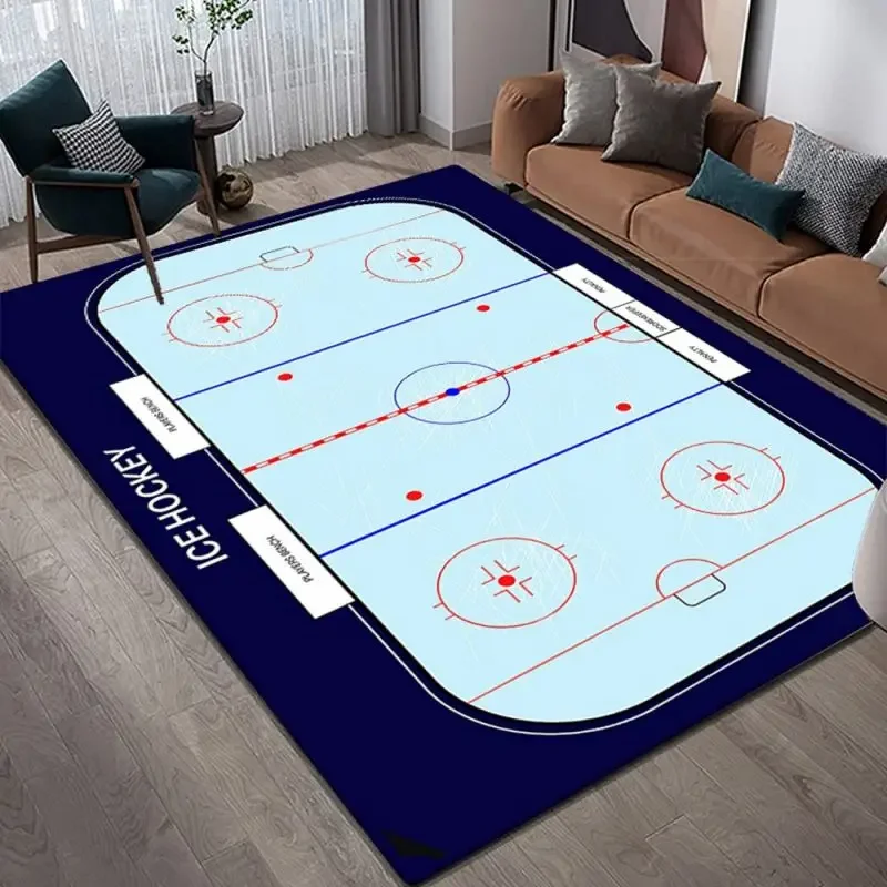 Rutschfester Teppich mit Eishockey-Muster, rutschfester Küchenteppich für Küche, Wohnzimmer, Schlafzimmer, Matte, waschbare Flanellteppiche