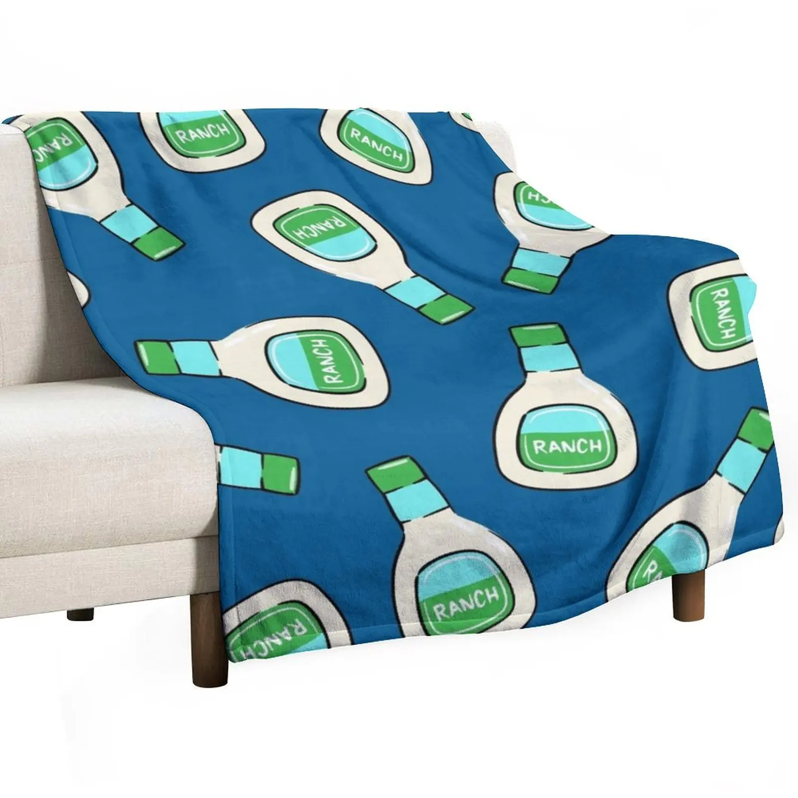 Ranch - salad dressing bottle (blue) Throw Blanket Comforter Polar Thin Blankets