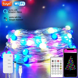 Dreamcolor rgb-smart led luz de fadas string 10m controle app voz rgb guirlanda natal luzes usb carregamento música sincronização