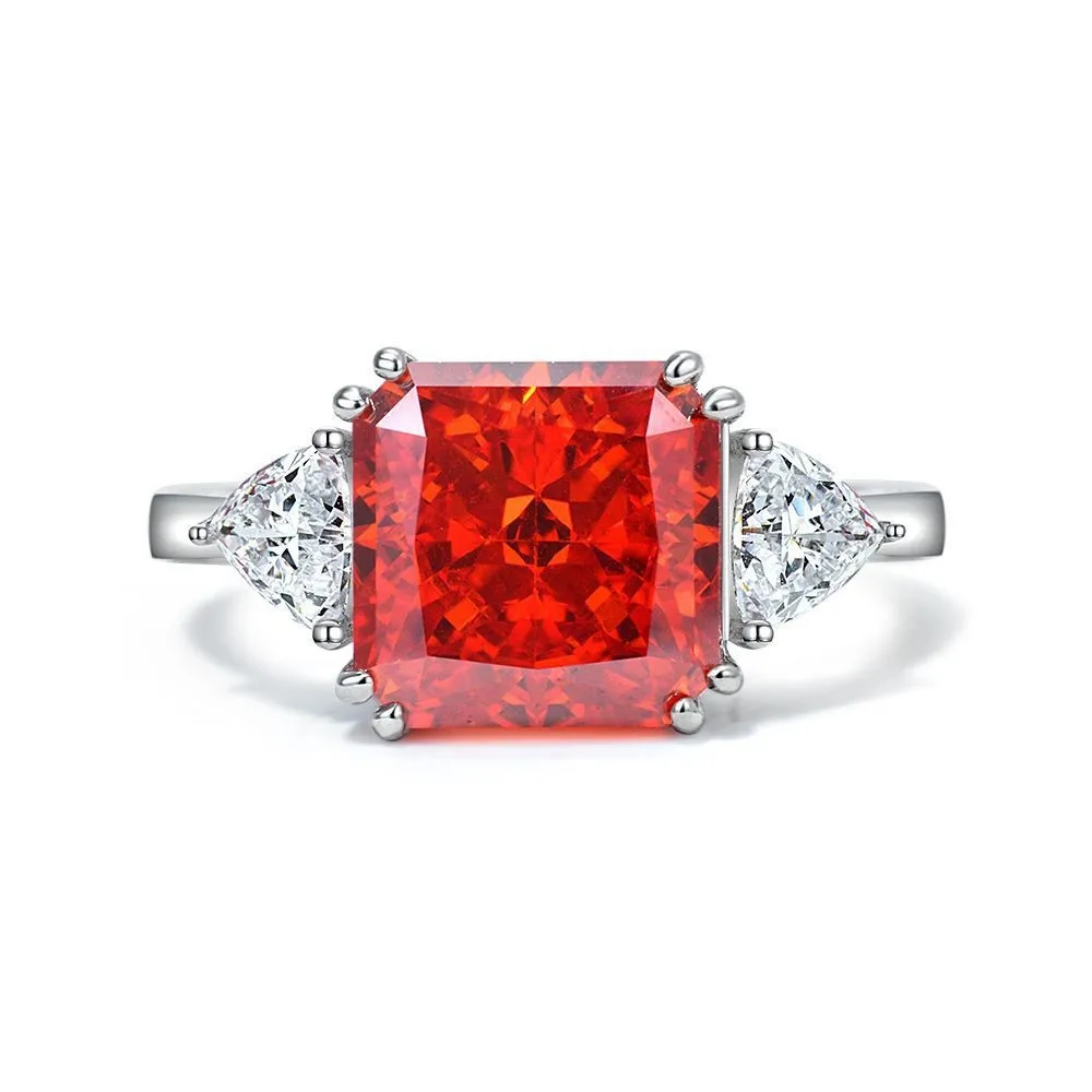 

Кольцо Padma Red 5ct с высокоуглеродистым бриллиантом, квадратное кольцо с ледяным цветком, 10*10, легкое роскошное кольцо в европейском и американском стиле 5-9 #