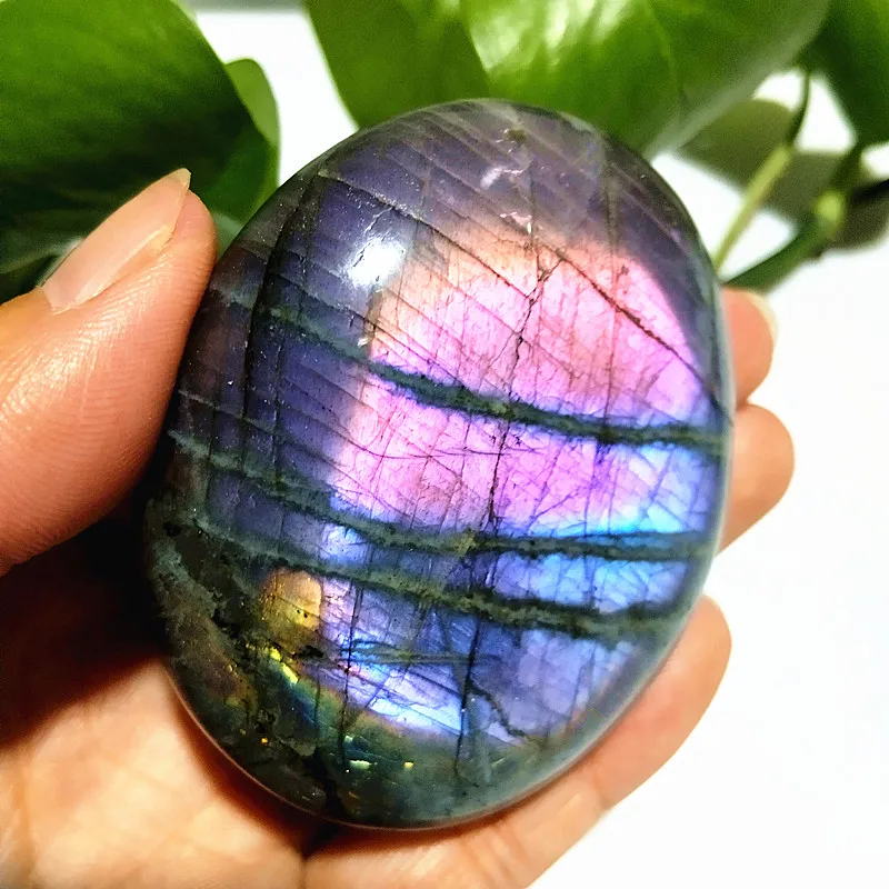 Natural Purple Labradorite Crystal Palm Stone Room Decor Gemstone Labrador Ornament Sorcerer Chakra Spiritual Meditation Healing