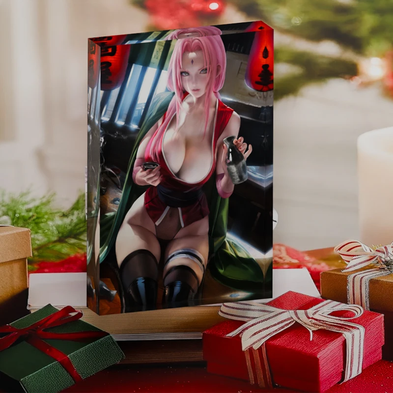 Japanese Anime Girl Home Decor Haruno Fan Art Acrylic Block Waifu Collectible Keepsake Anime Desk Accessory for Gaming Setup