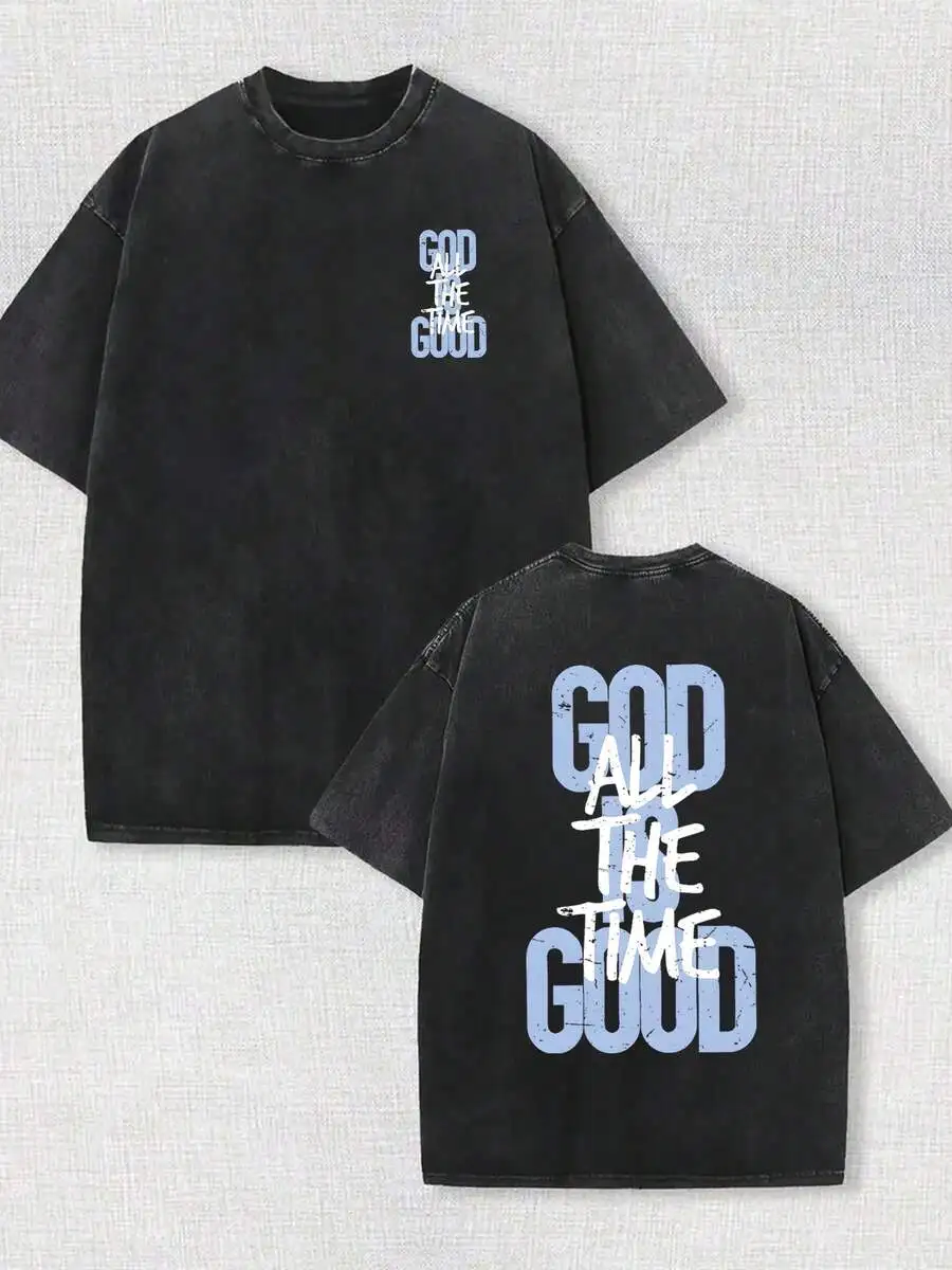 230g Double-Sided Washing, God Will Always Be A Good Printed T-Shirt, High-Quality Batik Cotton, Men's Summer T-Shirt, Holiday Gift, Perfect Gift.