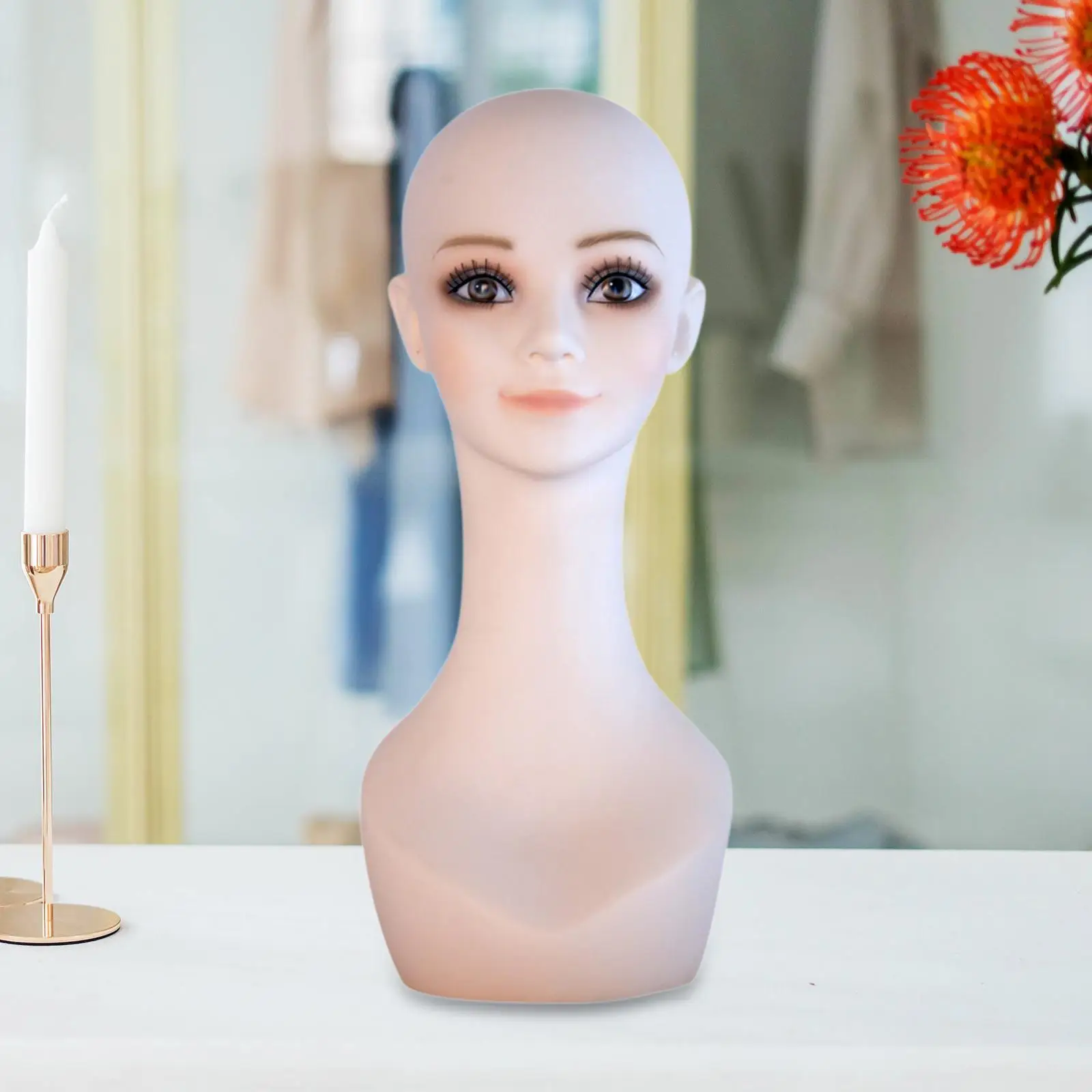 

Cosmetology Mannequin Head Model Jewelry Bust Prop Wig Bust Head Stand with Ear Hole for Stylists Glasses Hat Headdress Barber