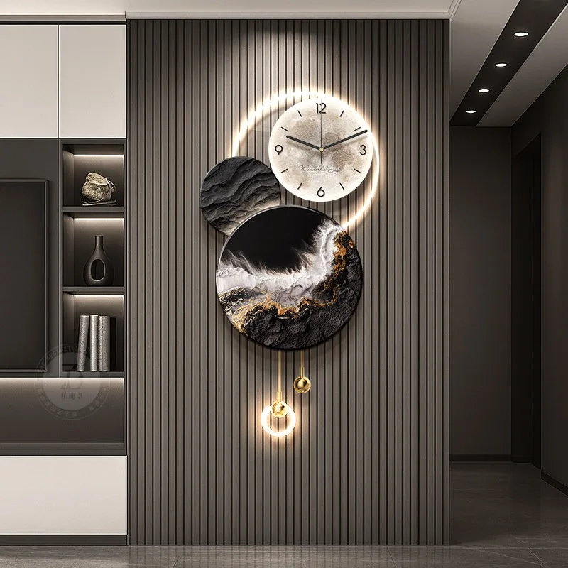 #Black Night Light Wall Clock Elegant Upgrade Living Room Digital Wall Clock Aesthetic Modern Horloge Murale Home Decor Items