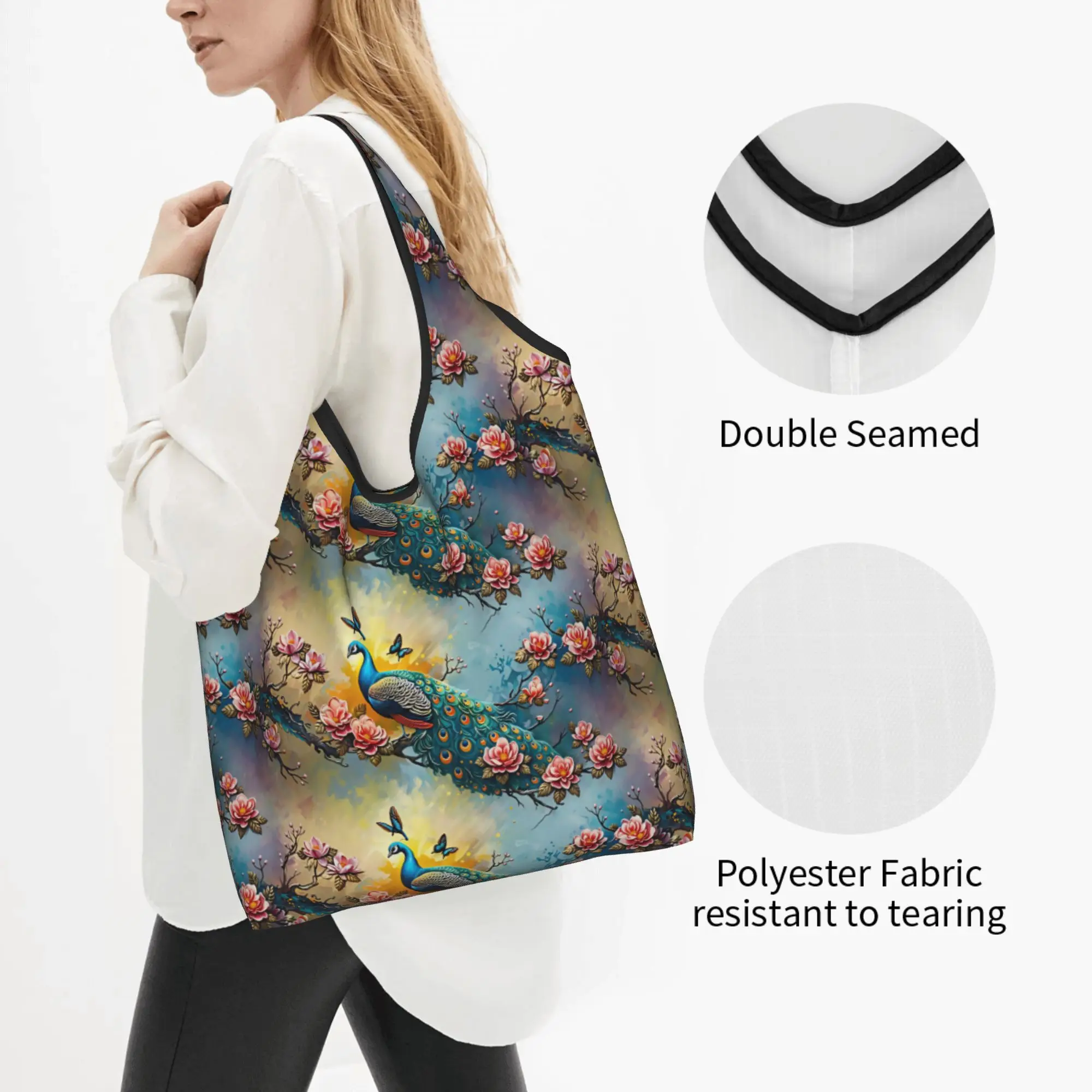 Recycling Luxury High 3D Floral Shopping Bag Women Tote Bag Portable Fashion Trend 3D Flowers Groceries Shopper Bags