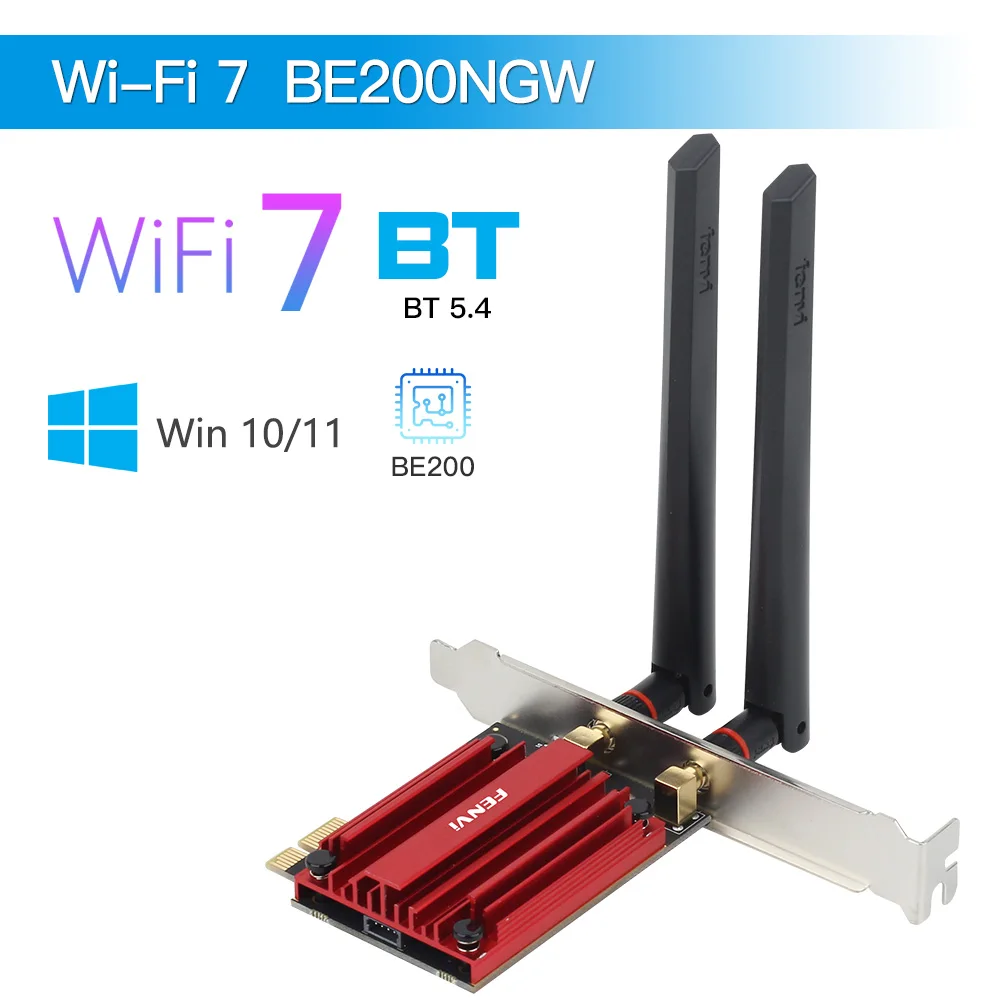 Wifi 7 PCIE Wireless BE200 Adapter Bluteooth 5.4 Tri Band 2.4G/5G/6Ghz 8774Mbps 802.11AX Network Card Windows 10/11 PC Desktop