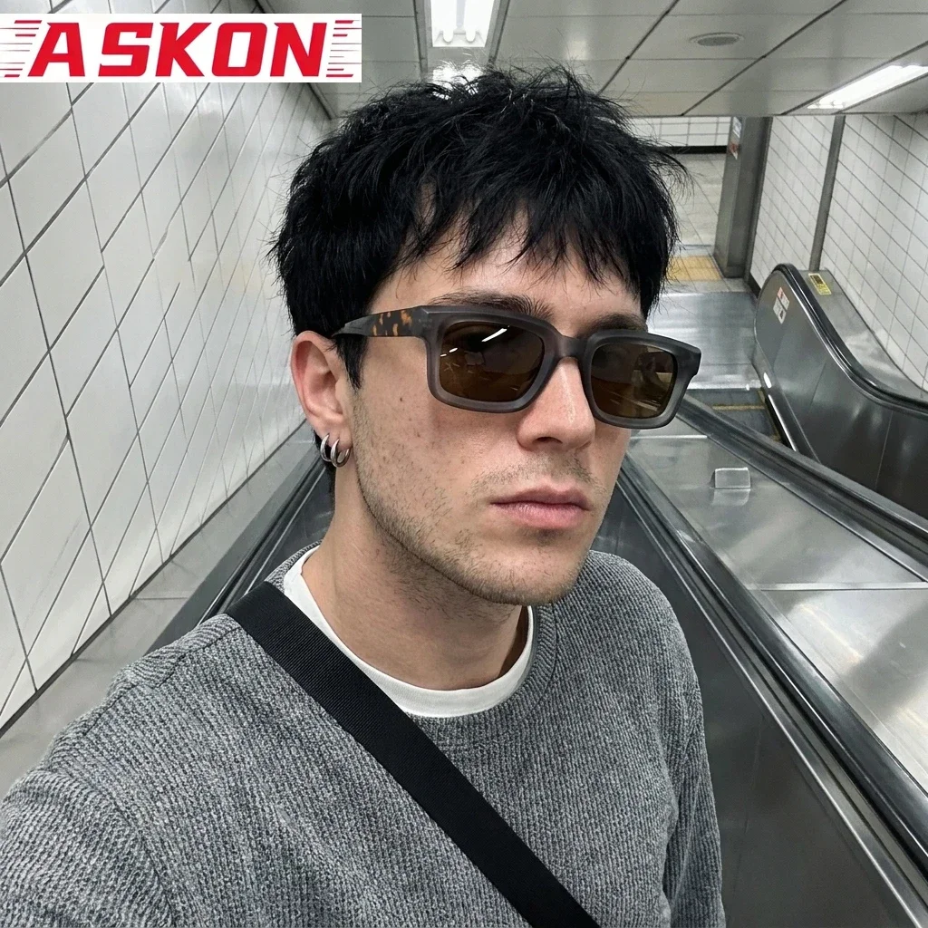 ASKON Trendy Square Sunglasses Women Men Retro Thick Rectangle Sun Glasses Gradient Translucent Frame Y2K Streetwear UV400Shades