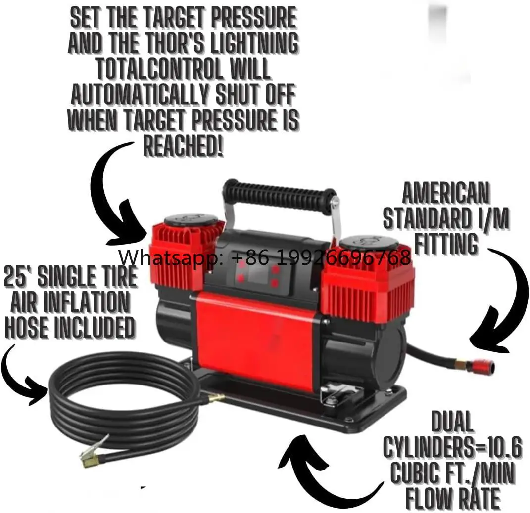 

Factory 300L/min Strong Power Auto Air Compressor with Big Tire Compressor Feature