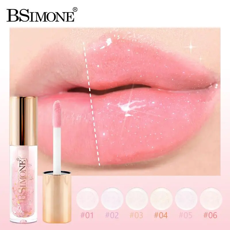 BSIMONE Transparante Crystal Jelly Lipgloss Glanzende Heldere Spiegel Hydraterende Lippenbalsem Glitter Vloeibare Lipstick Lipolie Lip Tint