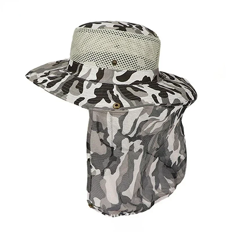Sombrero de pesca al aire libre ala ancha hombre gorra de pesca de malla transpirable sombreros de playa camuflaje sol protección UV sombra sombrero Garder sombrero