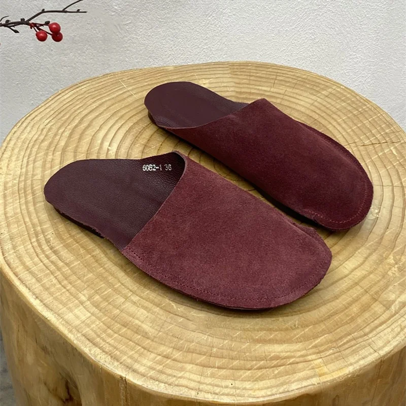Retro And Nostalgic Style Flat Bottomed Summer Women's Shoes Made Genuine Leather Sandals Rural Elderly Slippers Mueller shoes