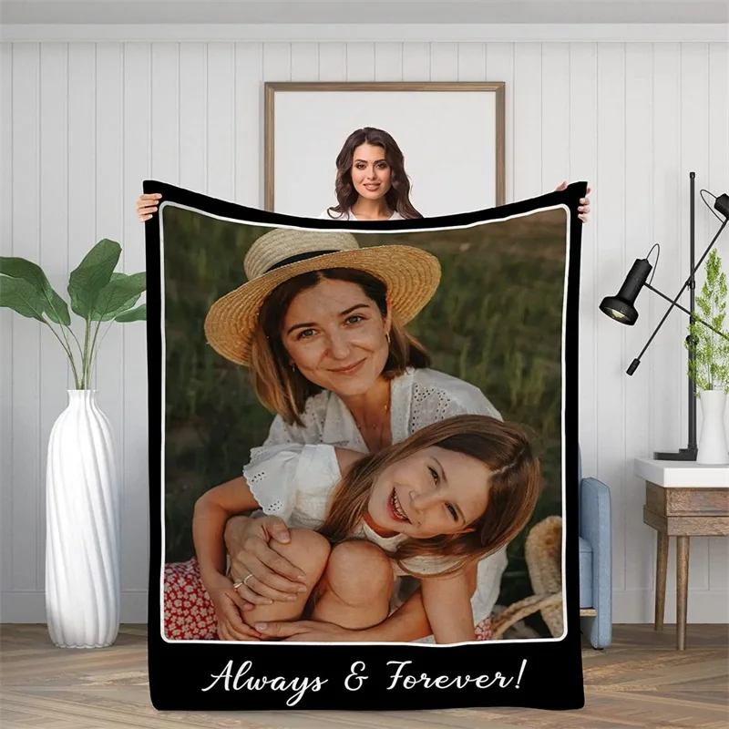 

Your Picture Blanket Set Flannel Blanket, Print Personalized Blanket on Demand, Customize Gift Blanket for Family and Friends