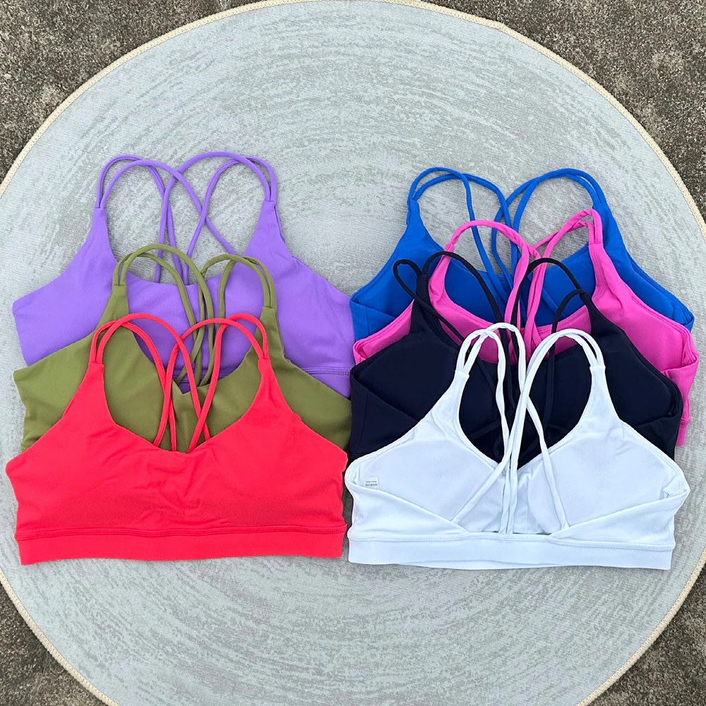 Seksowny biustonosz sportowy z krzyżowymi paskami dla kobiet Gym Workout Crop Top Yoga Vest High Impact Fitness Bralette Push Up Running Padded Underwear
