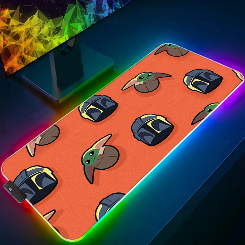 RGB LED ماوس الوسادة حصيرة مكتبية أنيمي تلعب حصيرة لوحة ماوس للألعاب سرعة S-star W-wars الكمبيوتر والمكتب ألعاب خزانة لوحة المفاتيح