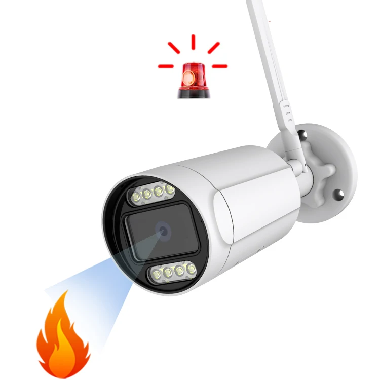 20265MP CMOS Outdoor Waterproof Vandalproof Fire Flame Detection Recognition WiFi IP AI Camera NVR APP Warehouse Shop Fire Sa