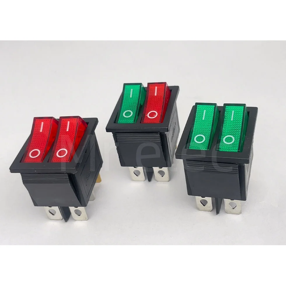 KCD8 6PIN  Rocker Switch Power Switch Duplex  ON-OFF 2Position 6 Pins With Light 16A 250VAC/ 20A 125VAC