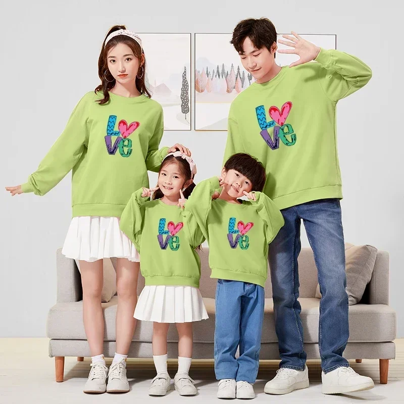 New Winter Autumn Matching Family Outfits Letters Printed Shirts Casual Mom Daughter Tops Dad Son Sweatshirts Couple Pullovers