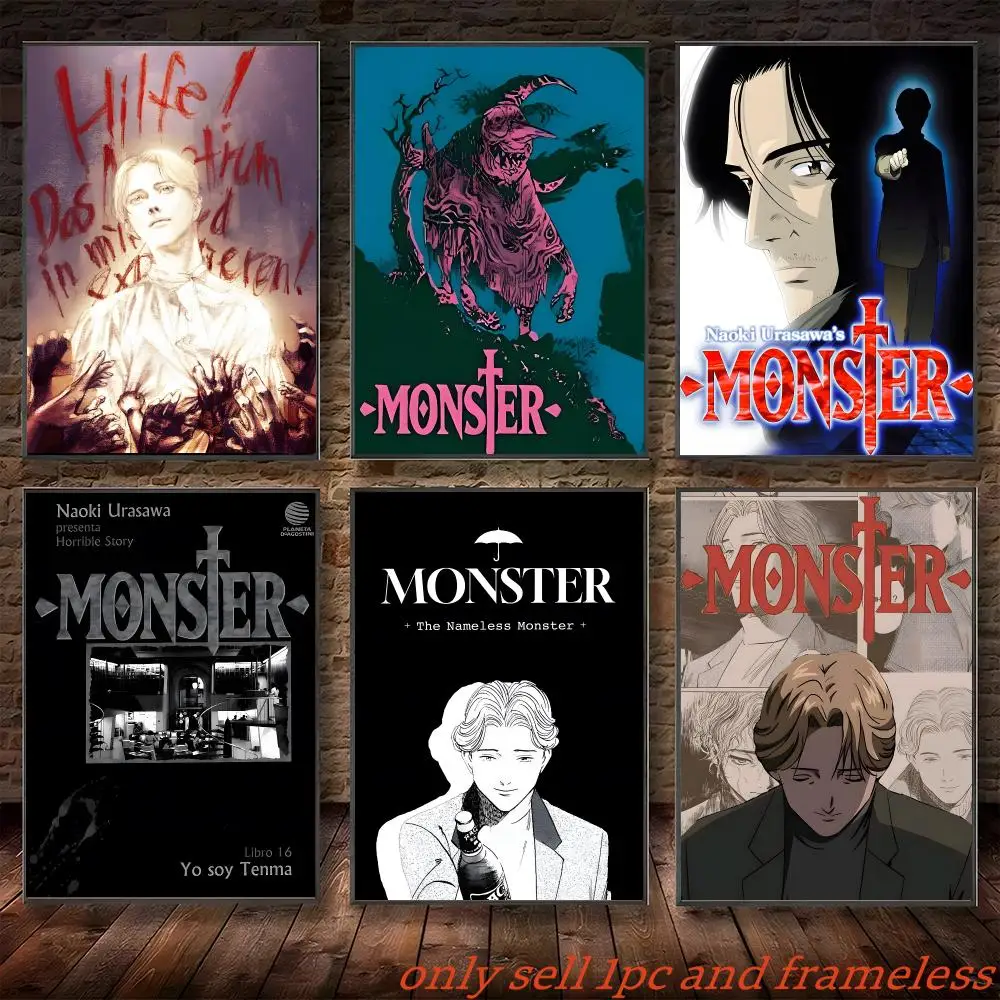 Animation Monster-M Poster Self-adhesive Painting with prints Home bedroom living room decoration