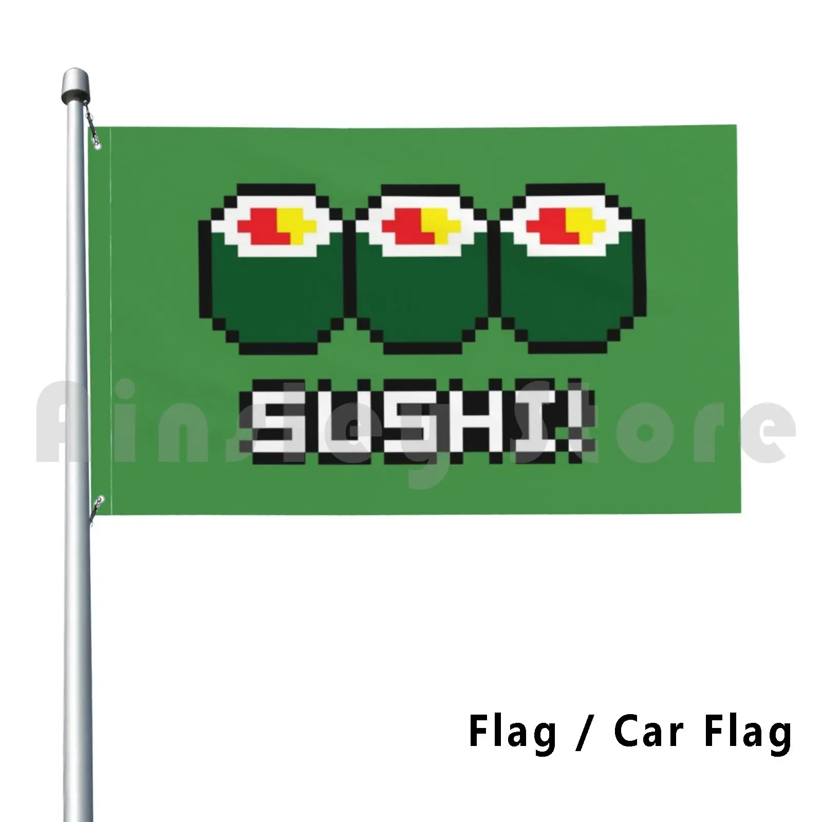 8-Bit Sushi Flag Car Flag Printing Custom Pixel 8 Bit Byte Sushi Nori Roll Rice Japanese Maki Nigiri Retro