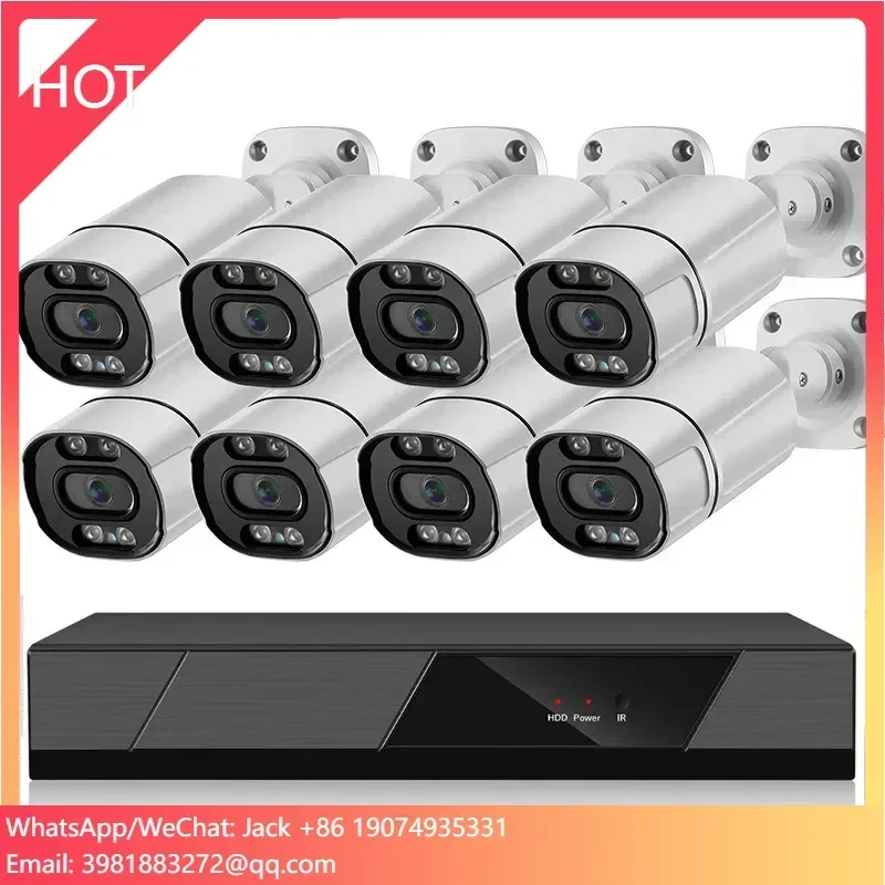 8*8MP 울트라 HD 메탈 쉘 POE CCTV 카메라 시스템 NVR 모니터링 세트 (야간 투시 및 CMOS 센서 보안 카메라 시스템 포함)