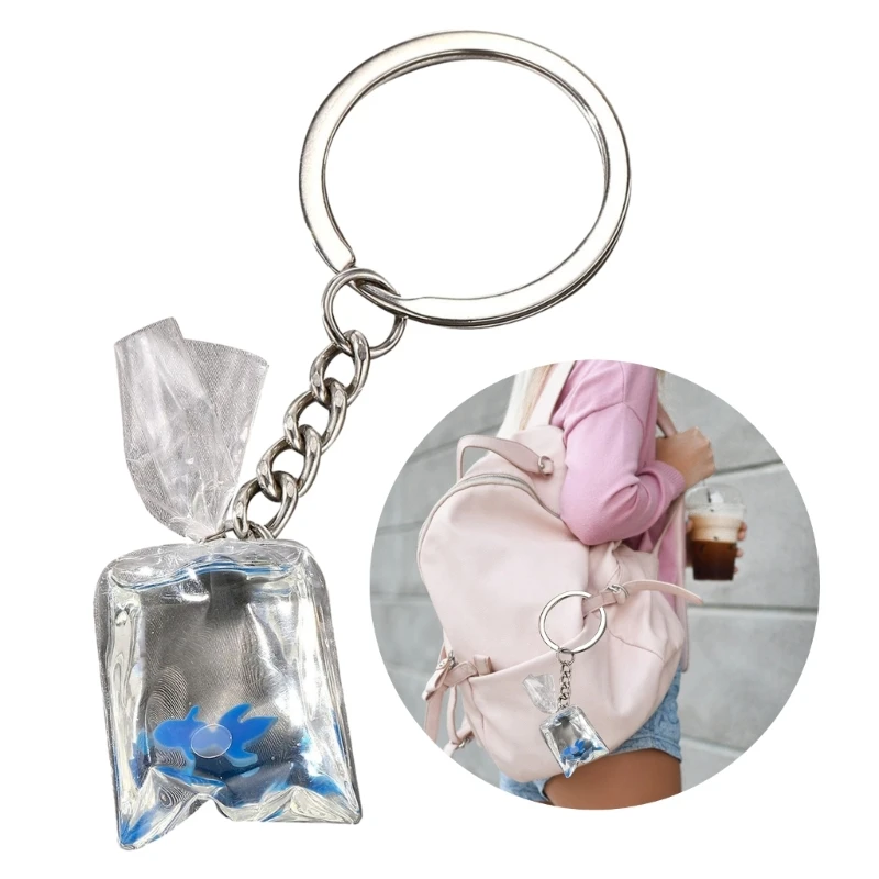 Transparent Water Bag Keychain Pendant Accessory Unique Marine Animals Pendant Keyring Charm for Bag Box Car Key Jewelry Y08E