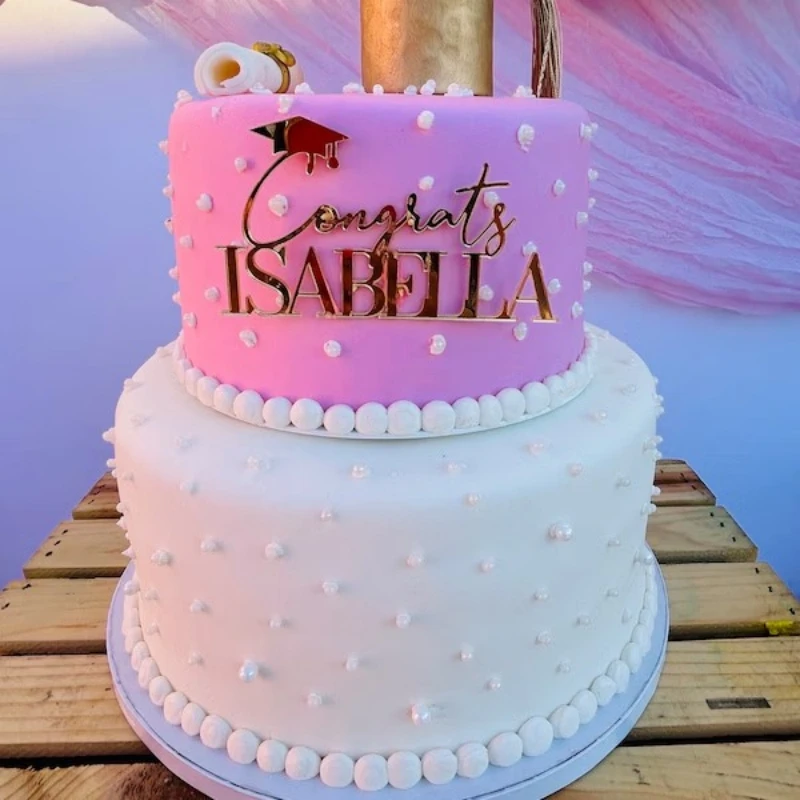 Graduation Cake Topper, Personalized Cake Topper for Graduation, Grad Cake Topper, Acrylic Gold Cake Charm, Congrats Grad