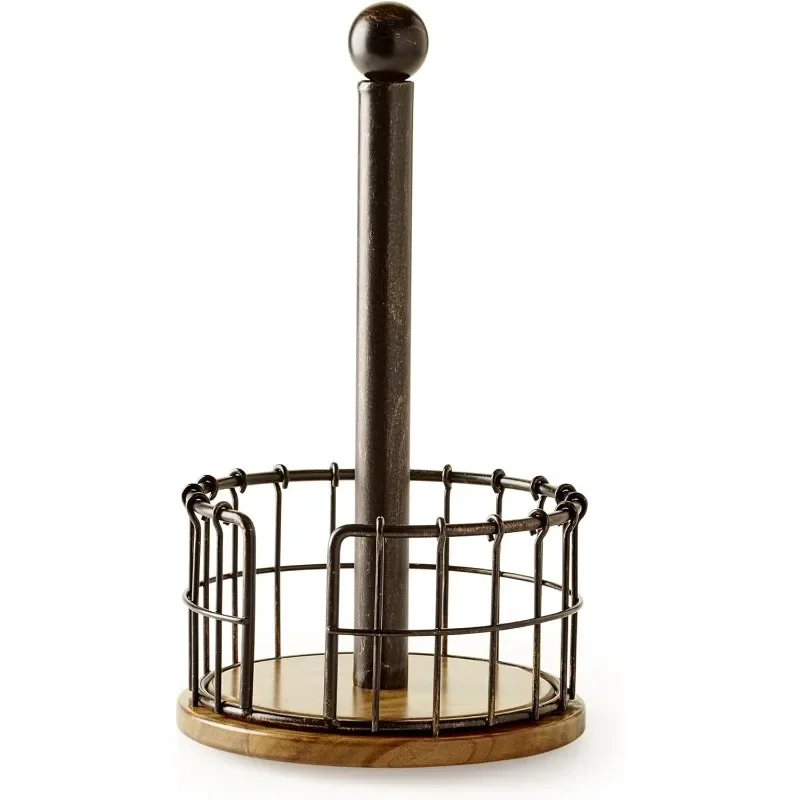 

Anvil Wire And Acacia Wood Paper Towel Holder, 13.25-Inch, Antique Black